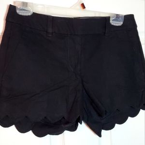 NWT J Crew Black Cotton/Linen Scalloped Shorts 0